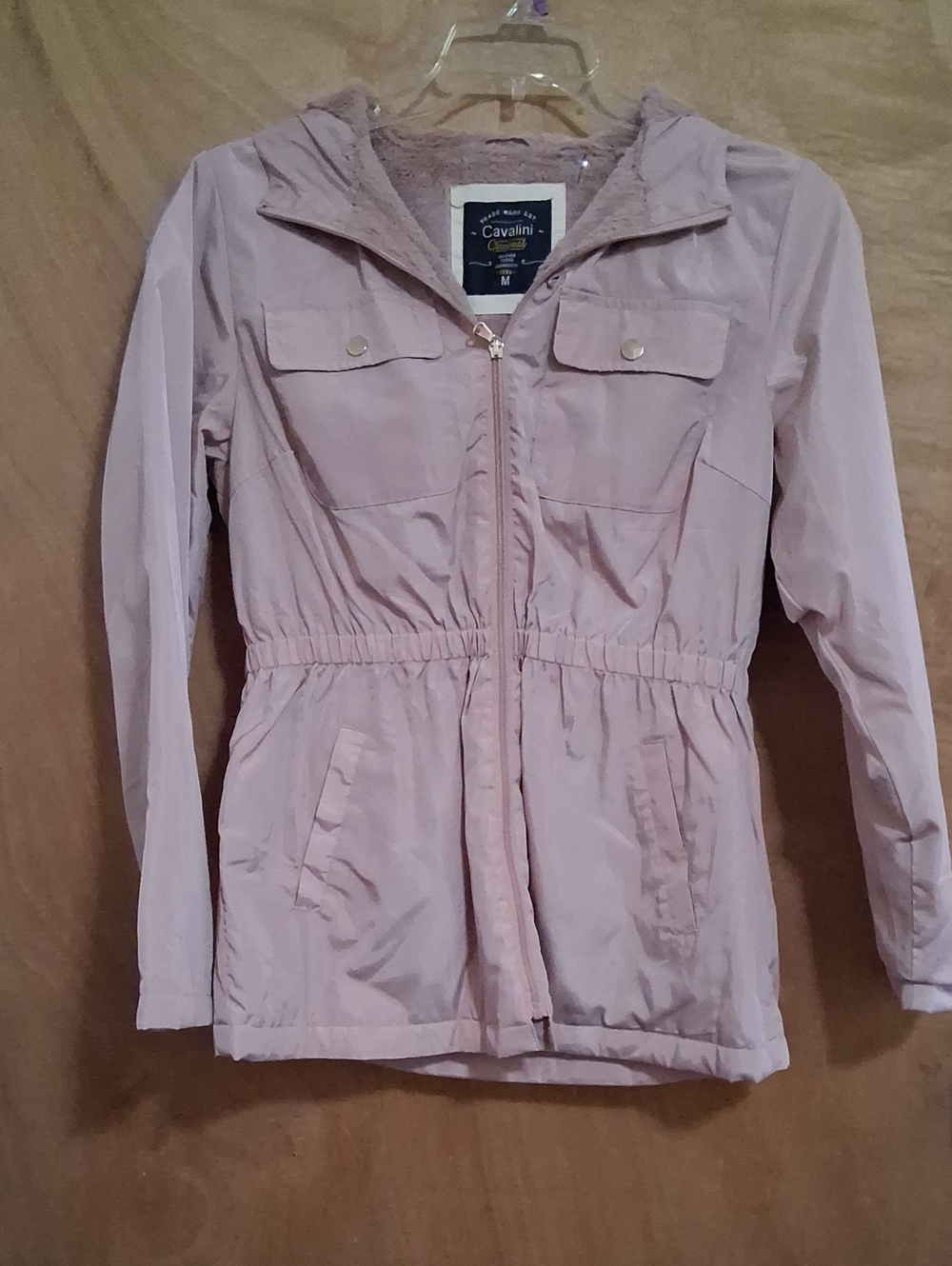 Cavalini Light Pink Hooded Utility Jacket with Cinched Waist